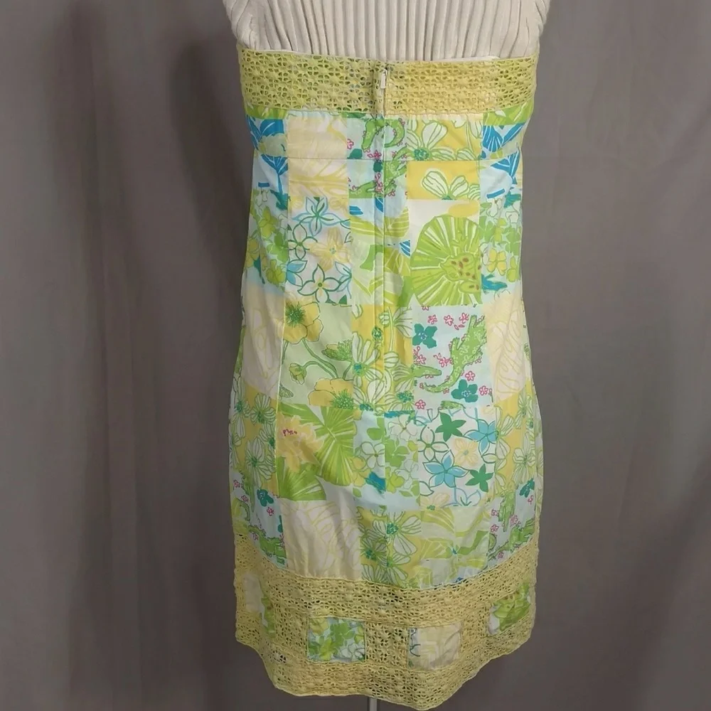 Lilly Pulitzer Bright Patchwork Cotton Summer Sundress Strapless Dress Colorful - Picture 3 of 8